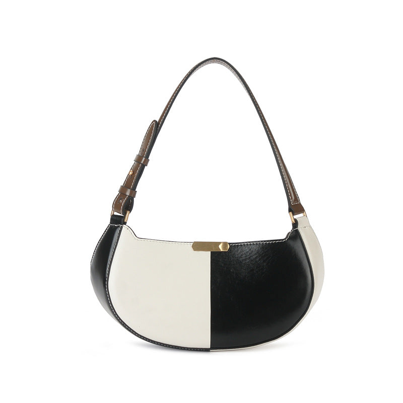 Women’s Black N White Baguette Bags in Genuine Leather image