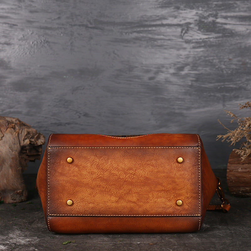 Women’s Totem Embossed Vintage Top Handle Handbags in Genuine Leather image 4