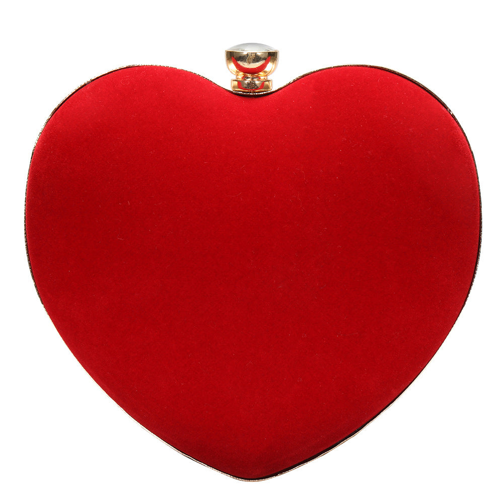 Women’s Red Heart Evening Clutch Bag with Chains image 2