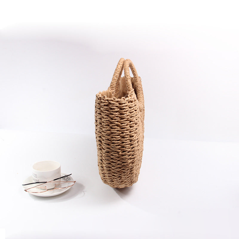 Women’s Straw Woven Circle Handle Tote image 3