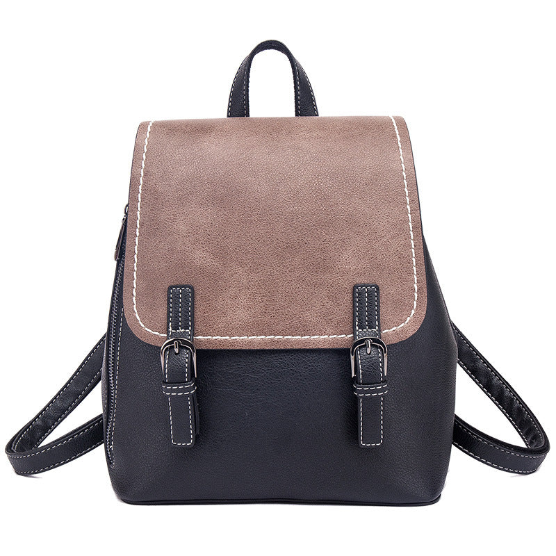 Women’s Vegan Leather Contrast Color Backpacks image 7