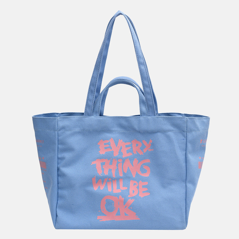 Women’s Letter Print Large Canvas Shopper Tote image