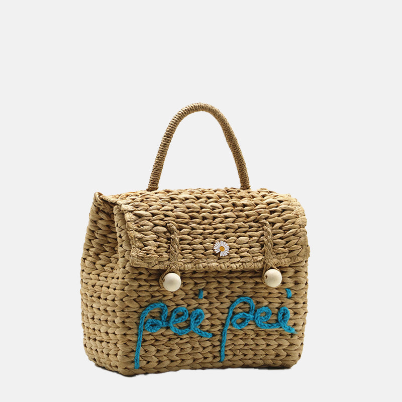 Women’s Straw Woven Top Handle Bucket Bags image 5