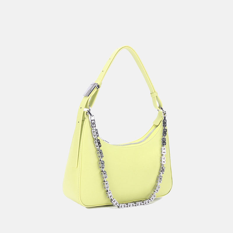 Women’s Genuine Leather Hobo Baguette Bags with Chains image 5