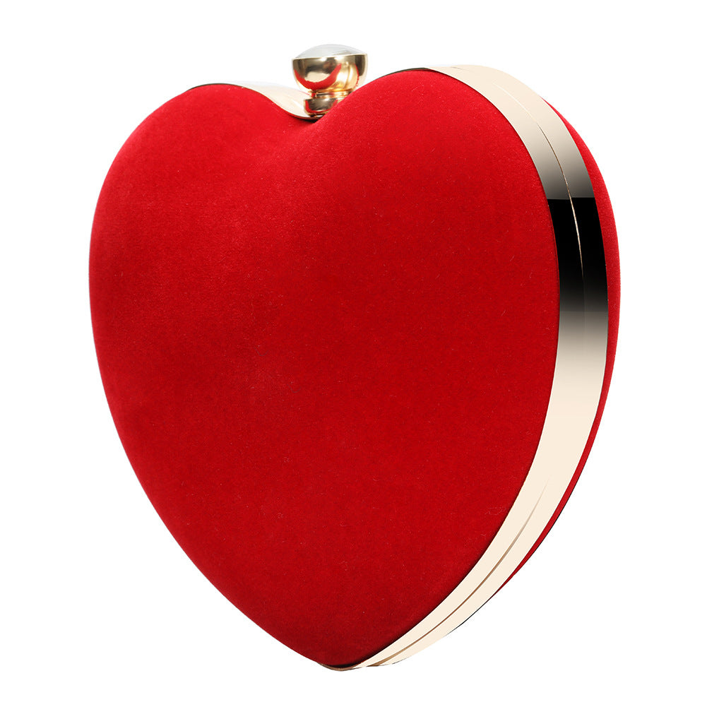 Women’s Red Heart Evening Clutch Bag with Chains image 3