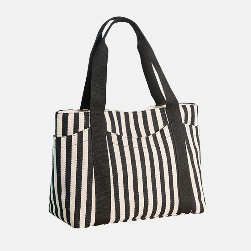 Women’s Large Stripes Canvas Tote Bags image 4