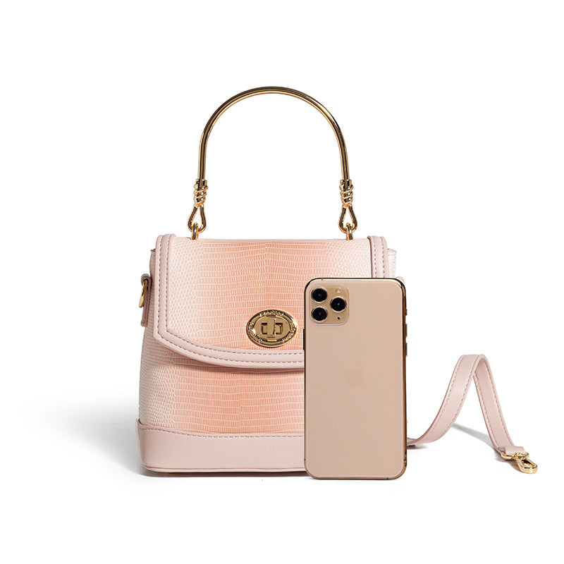 Women’s Pink Mini Lizard Print Top Handle Purse image 7
