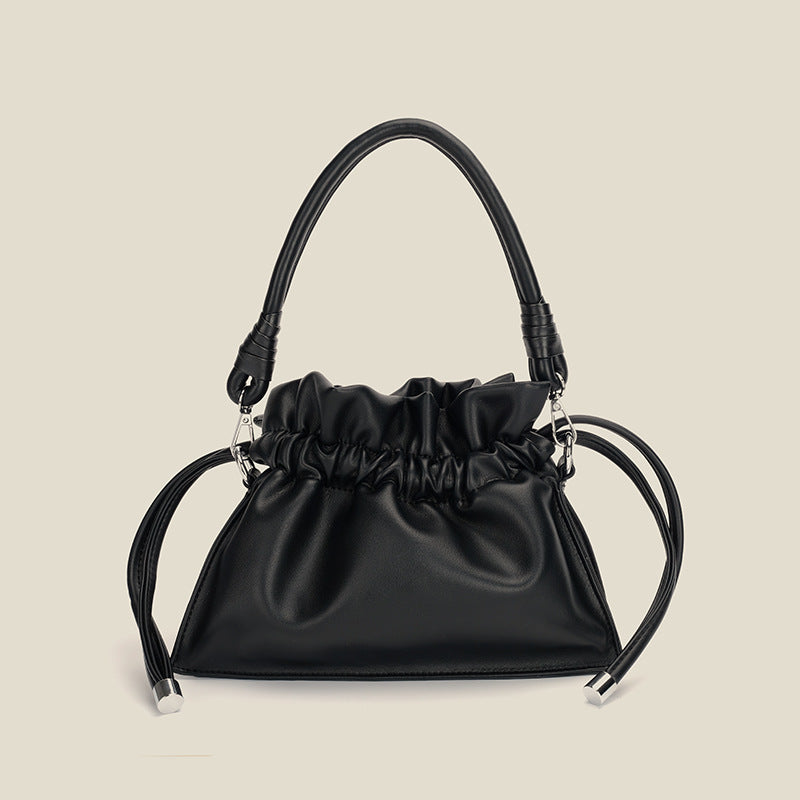 Women’s Slouchy Drawstring Bucket Bags Vegan Leather image 5
