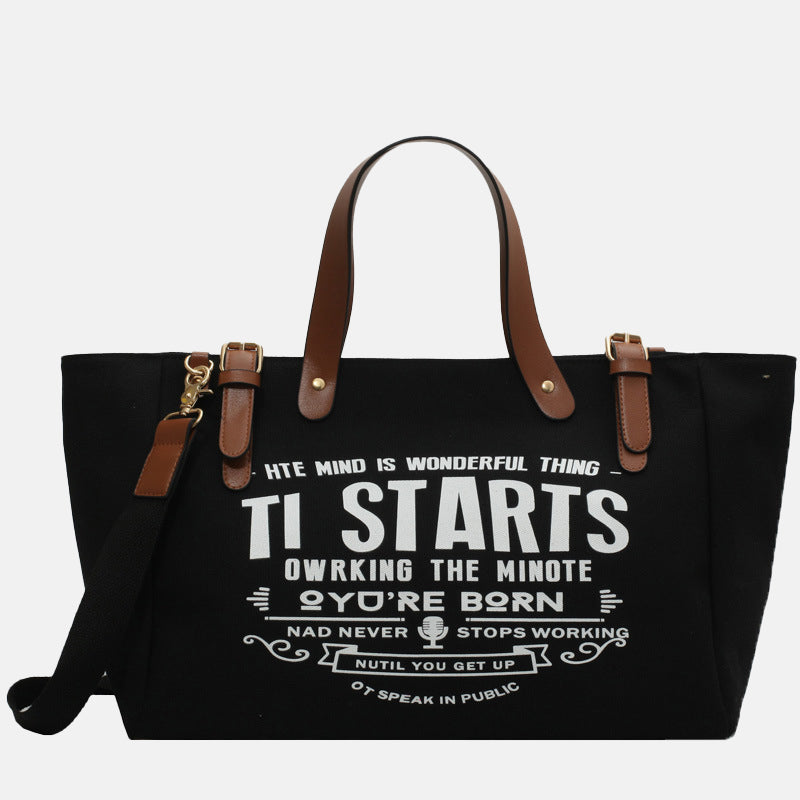 Women’s Letter Print Large Canvas Tote Bags image 2