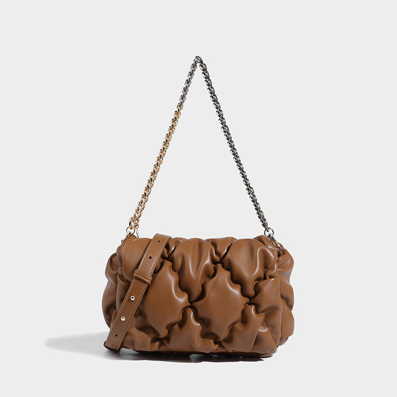 Women’s Pineapple Quilted Chains Flap Shoulder Bags in Vegan Leather image
