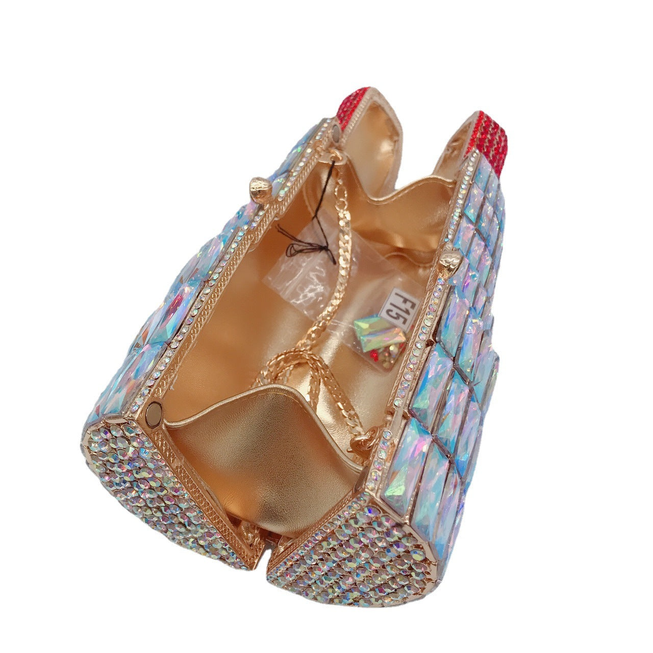 Women’s Small Rhinestone Lipstick Evening Clutch Bags image 5