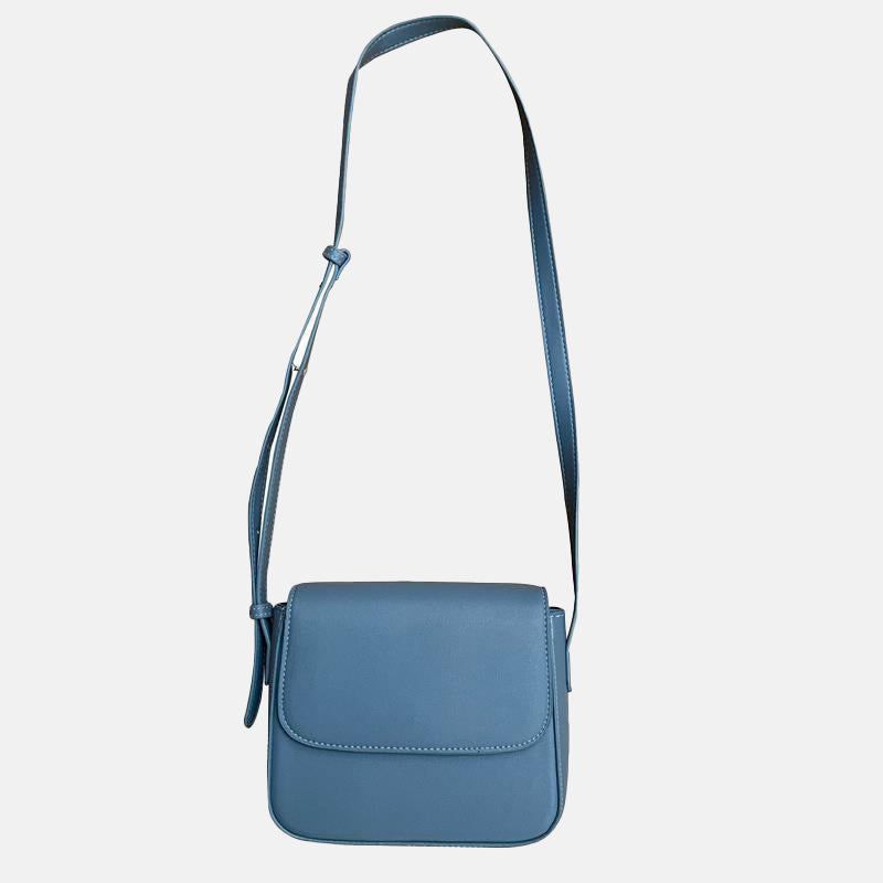 Women’s Minimal Vegan Saddle Flap Shoulder Bags in Blue image