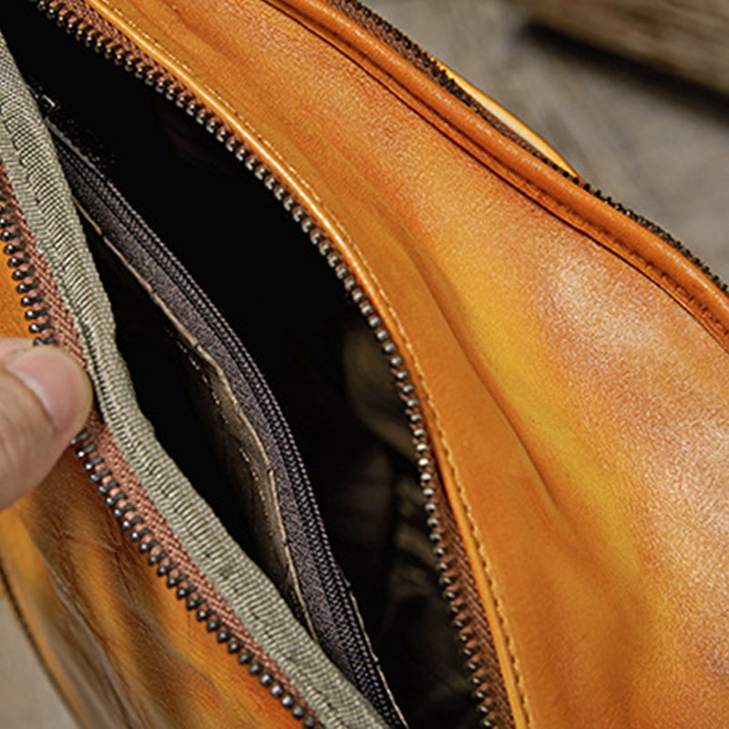 Women’s Flower Embossed Vintage Genuine Leather Sling Bags image 10