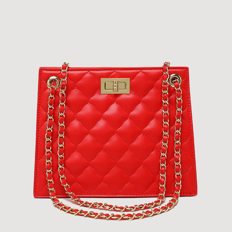 Women’s Quilted Convertible Chains Tote Bags in Vegan Leather image