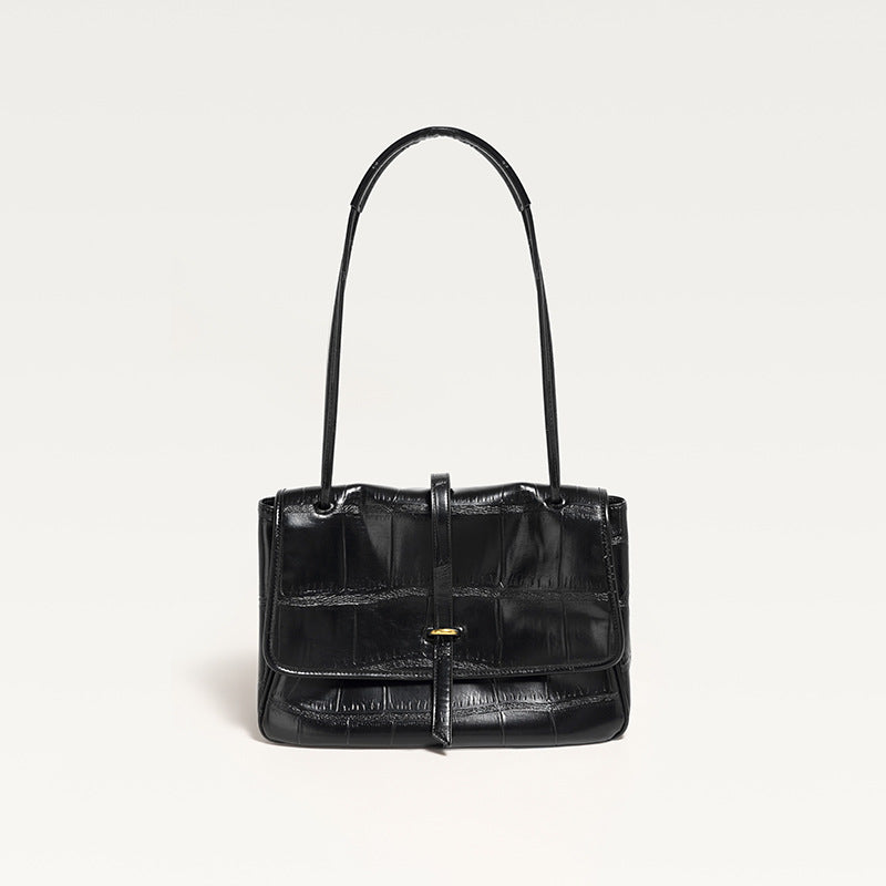 Women’s Stone Grain Vegan Leather Shoulder Bags with Strap image 6