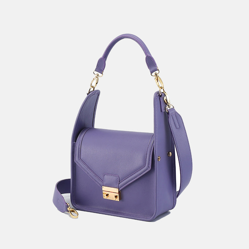 Women’s Purple Envelope Flap Shoulder Baguette Bags in Genuine Leather image