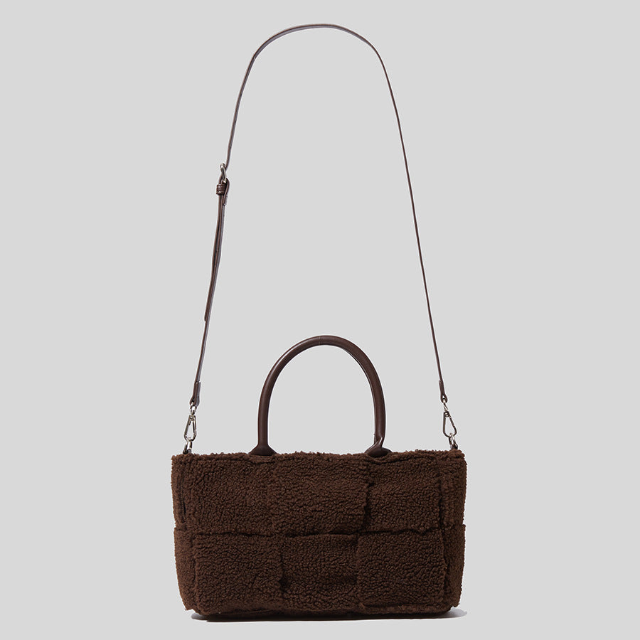 Women’s Fuzzy Woven Style Handbags with Shoulder Strap image 4