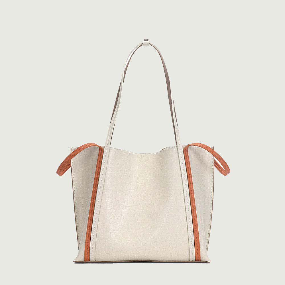 Women’s Two Tone Multi-Straps Genuine Leather Tote Bags image
