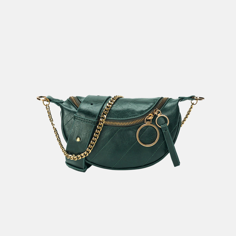 Women’s Chains Wrinkled Vegan Fanny Packs Crossbody Waist Packs image