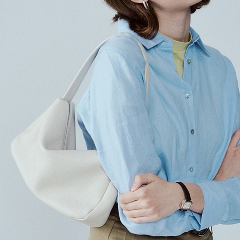 Women’s Lychee Grain Genuine Leather Simple Baguette Bags image 3