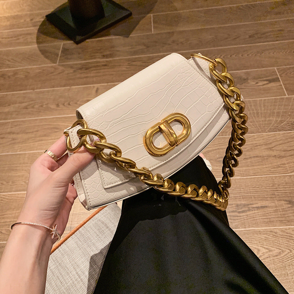 Women’s Chains Croc Embossed Baguette Shoulder Bags image 4
