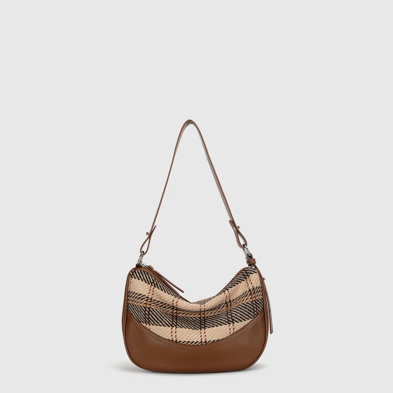 Women’s Plaid Baguette Shoulder Bags in Vegan Leather image 5