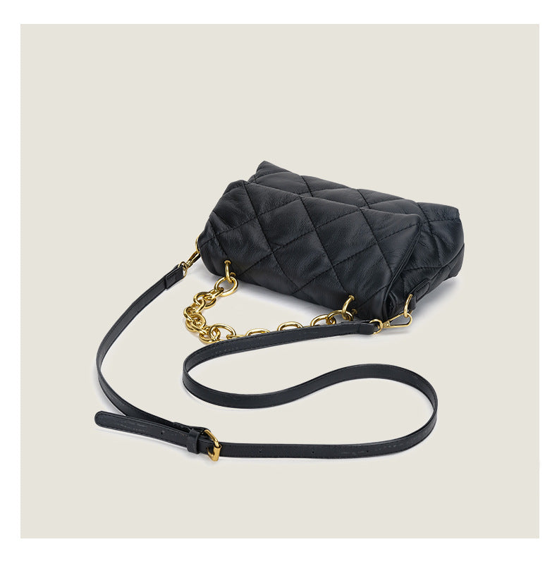 Women’s Quilted Vegan Baguette Bags with Chains image 5