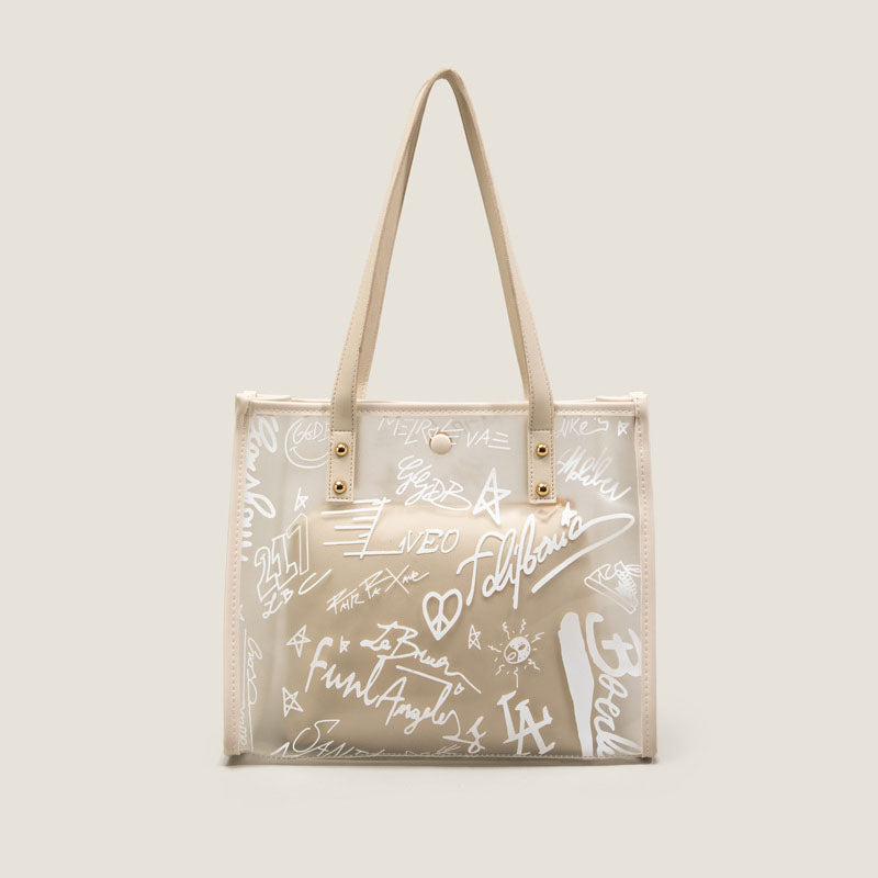 Women’s Graffiti Clear Tote Bags with Pouch image 2