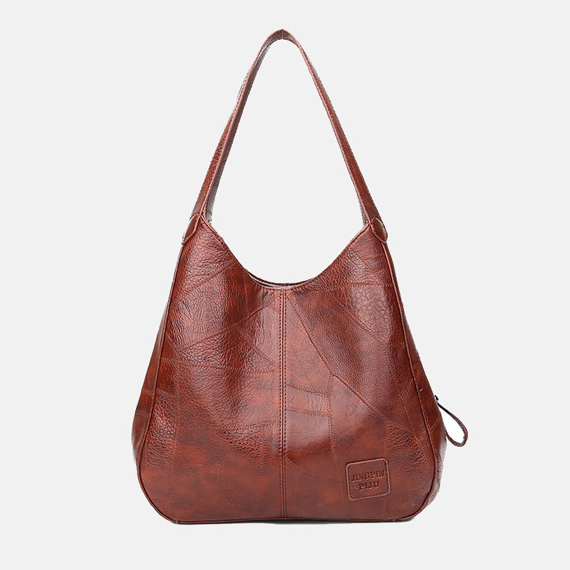 Women’s Stitching Vintage Hobo Tote Bags in Soft Vegan Leather image