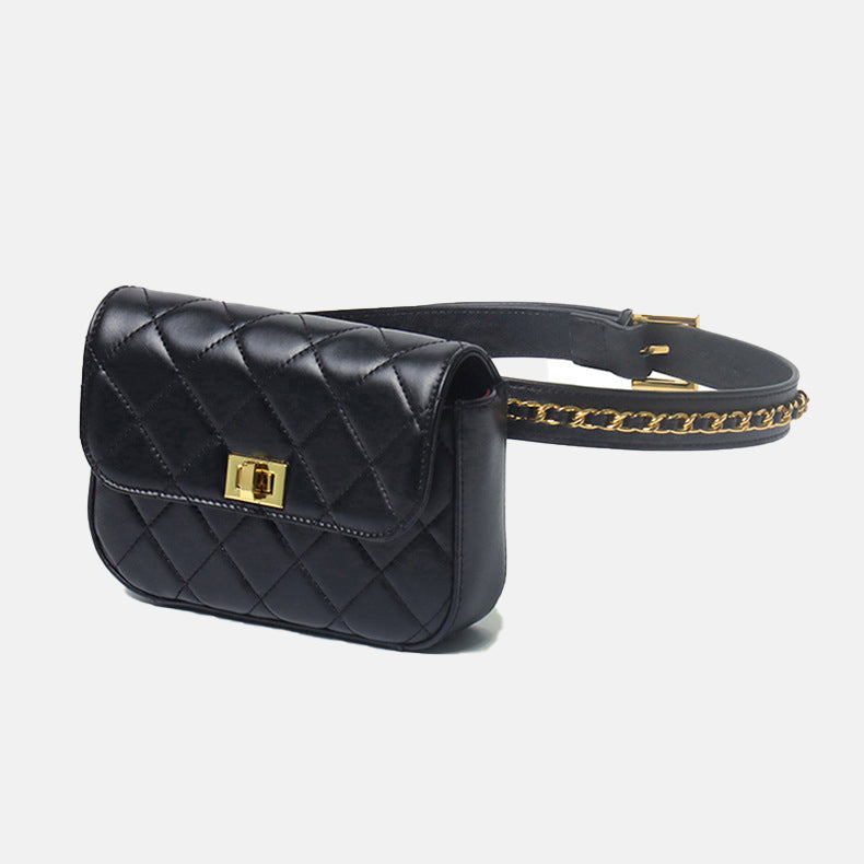 Women’s Mini Quilted Genuine Leather Flap Waist Bags image 2
