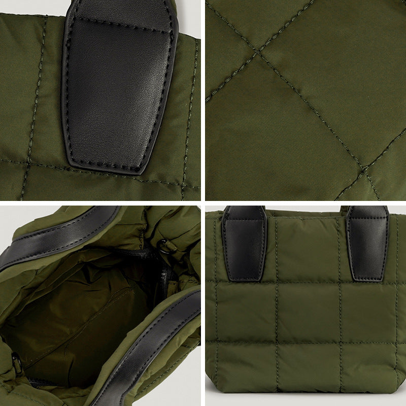Women’s Quilted Puffer Dual Handle Tote Bags with Shoulder Strap image 8