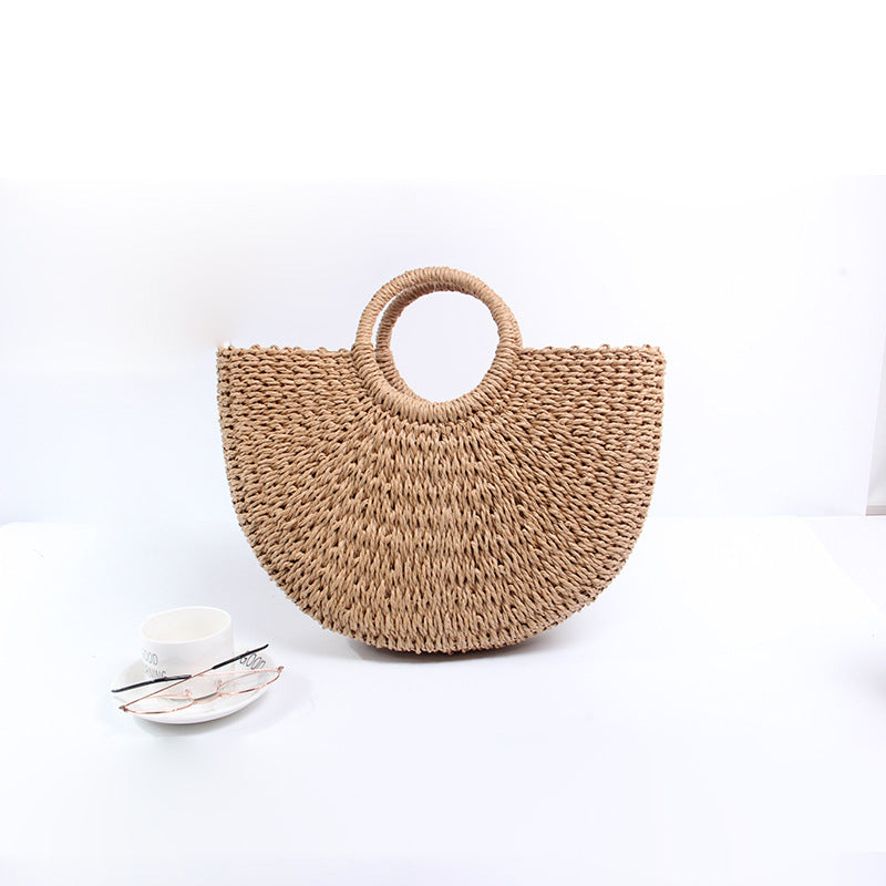Women’s Straw Woven Circle Handle Tote image