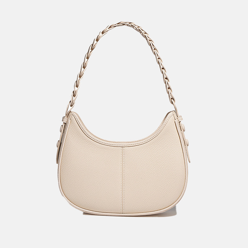Women’s Minimal Genuine Leather Baguette Bags with Braided Strap image 5