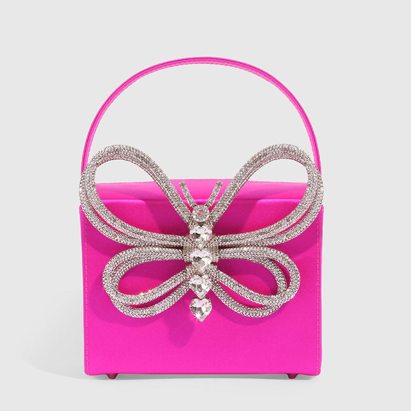 Women’s Small Rhinestone Butterfly Top Handle Evening Clutch Bags image 4
