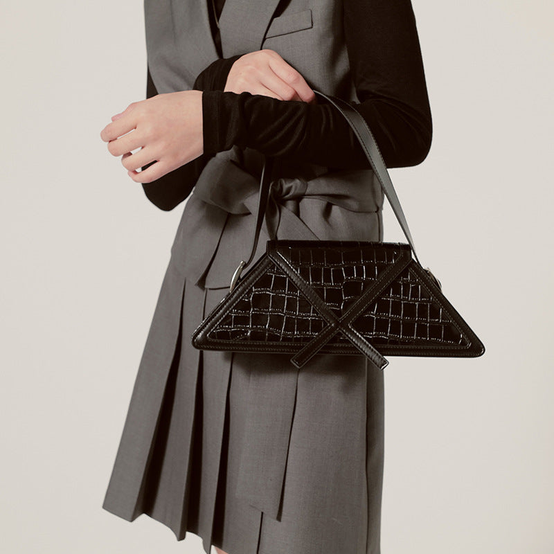 Women’s Trapezoid Croc Print Baguette Bags image 3