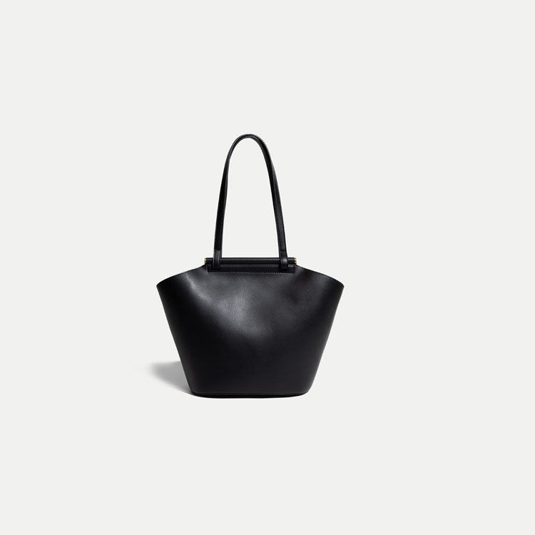 Women’s Minimalist Genuine Leather Bucket Tote Bags with Interior Pouch image 6