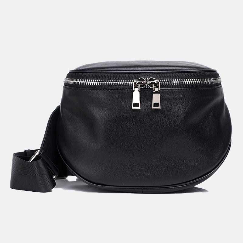 Women’s Leather Zipper Large Fanny Pack Belt Bags image