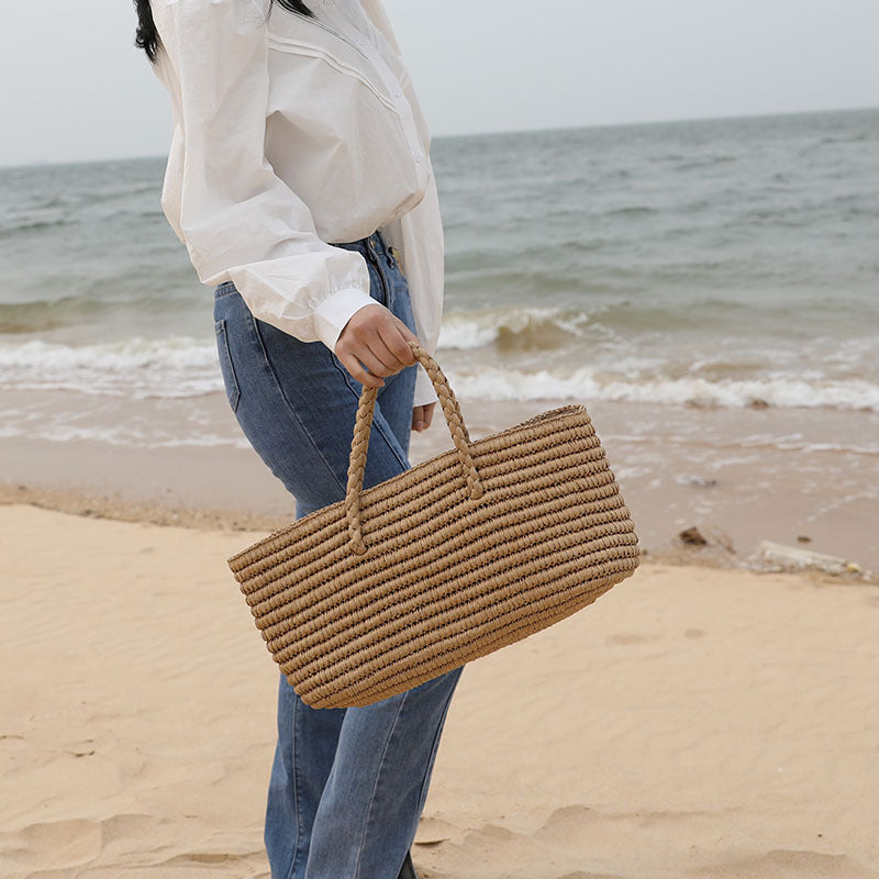 Women’s Handmade Woven Beach Bucket Tote Bags image 2
