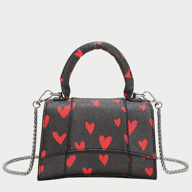 Women’s Small Heart Print Top Handle Bags in Vegan Leather image 2