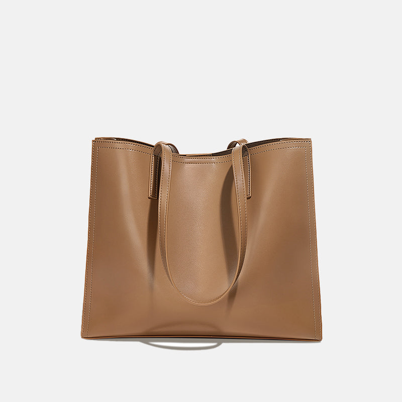Women’s Square Minimal Genuine Leather Shoulder Tote Bags image