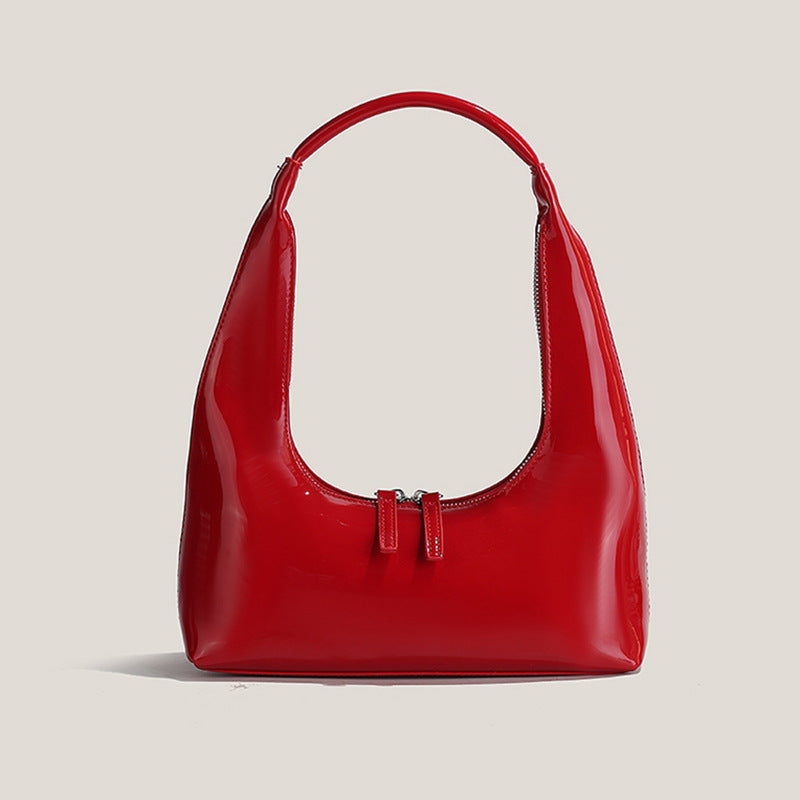 Women’s Hobo Baguette Shoulder Bags in Vegan Patent Leather image 3