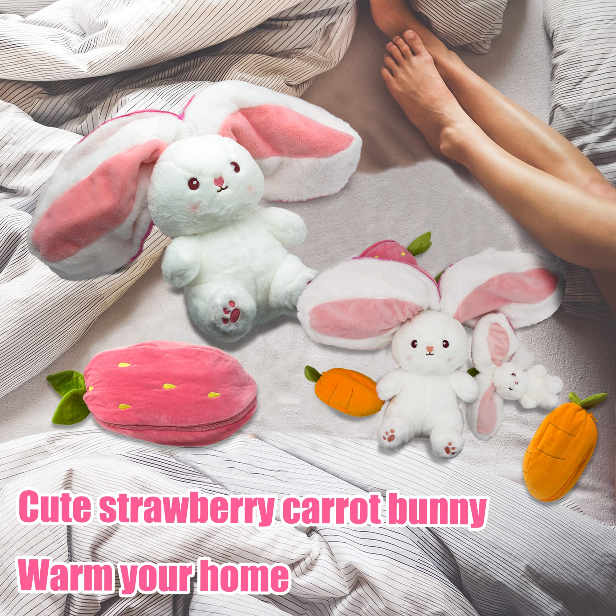 🐰🥚Easter Early Sale 49% OFF 2-In-1 Design 🍓Strawberry 🐰Rabbit Plush Toy🎀