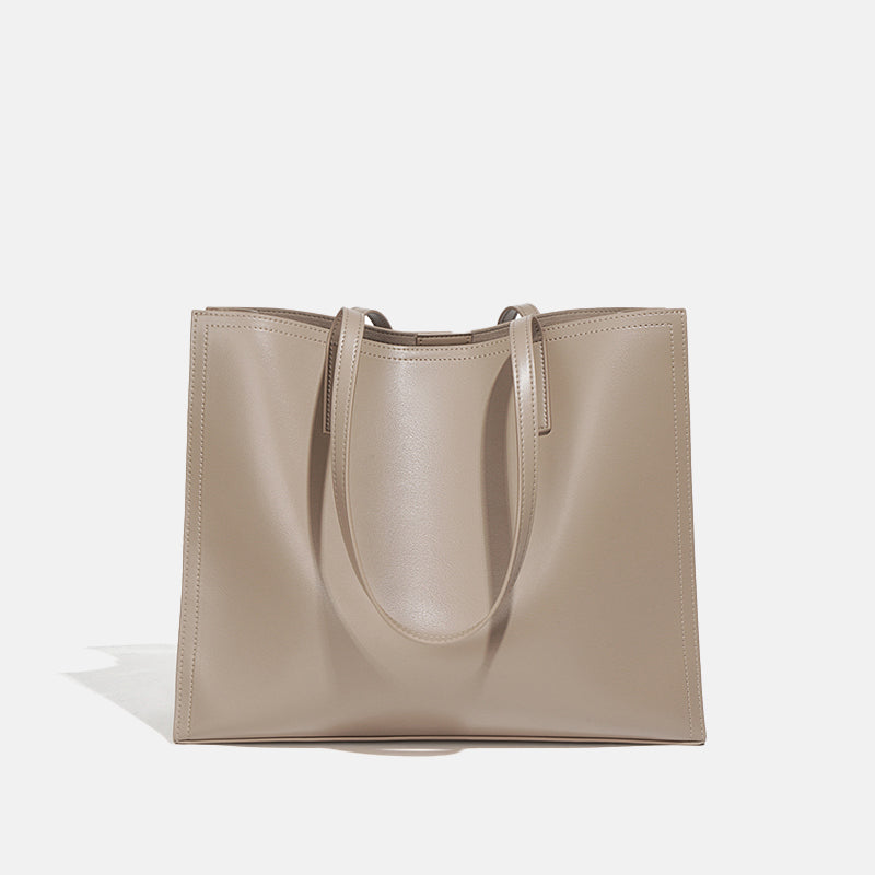 Women’s Square Minimal Genuine Leather Shoulder Tote Bags image 5
