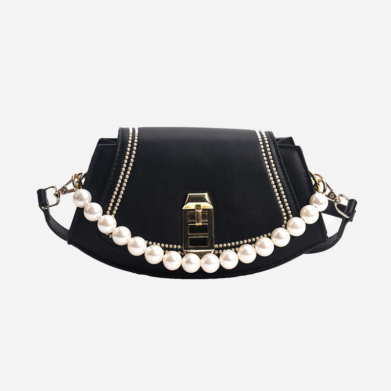 Women’s Pearls Flap Vegan Shoulder Bags image 3