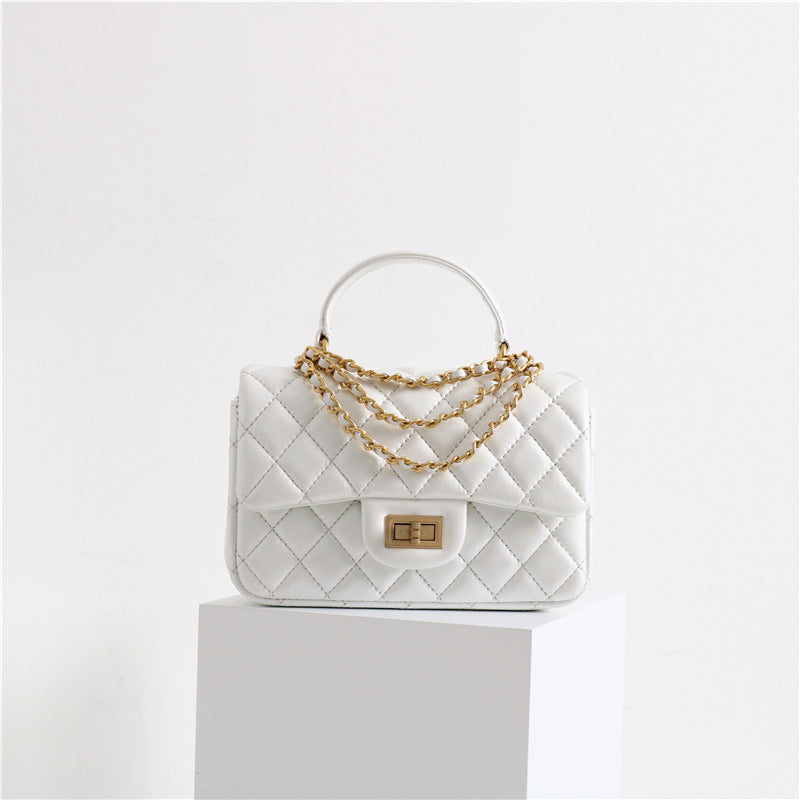 Women’s Genuine Leather Quilted Top Handle Crossbody Bags image 4