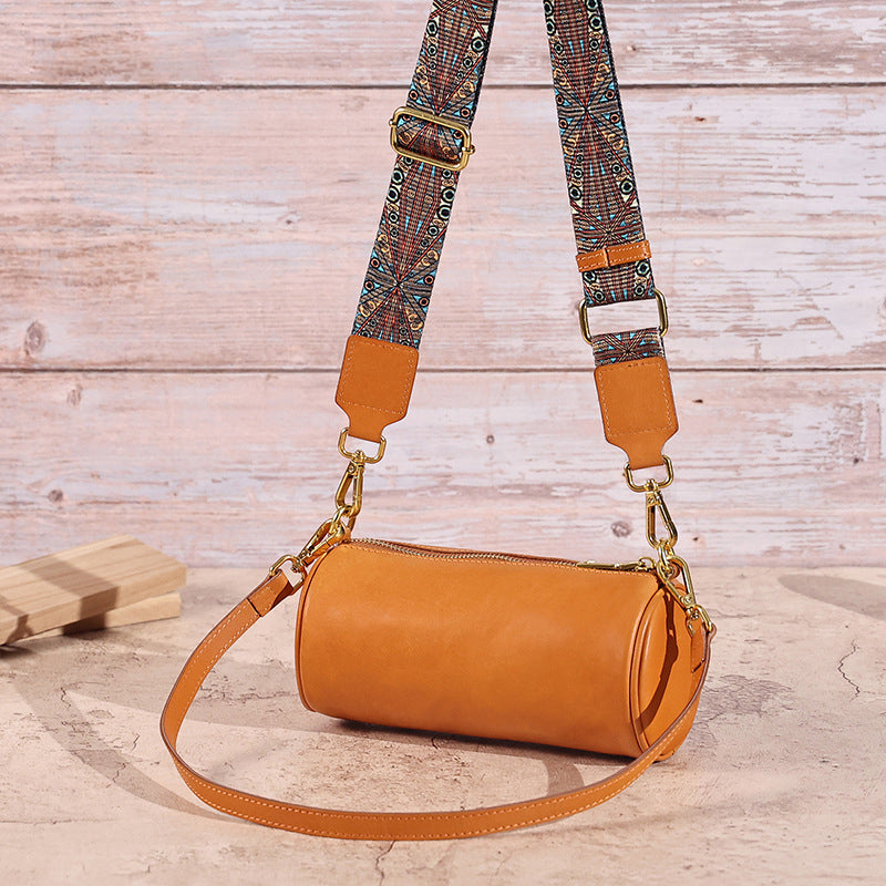Women’s Genuine Leather Minimal Cylinder Bags image 2