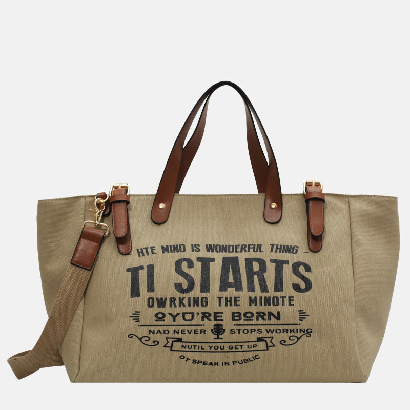 Women’s Letter Print Large Canvas Tote Bags image 4