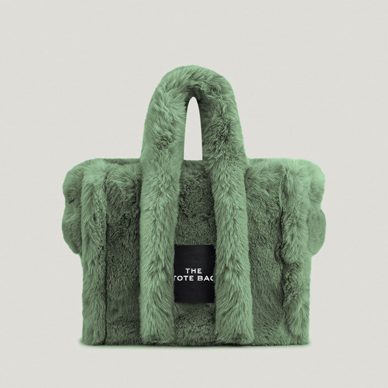 Women’s Faux Fur Letther Print Large Tote Bags image 8