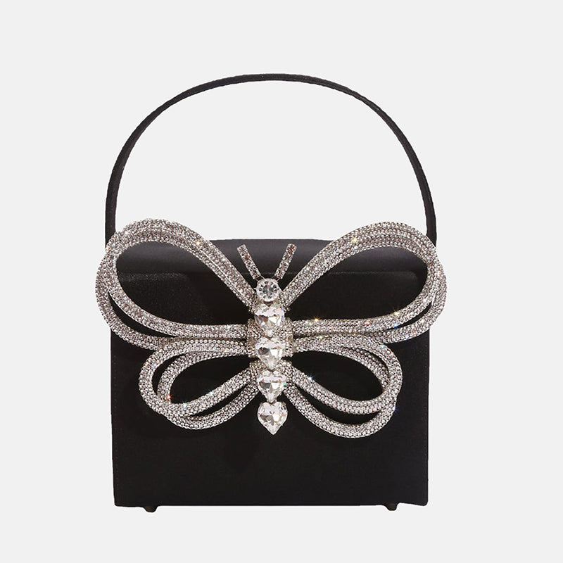 Women’s Small Rhinestone Butterfly Top Handle Evening Clutch Bags image