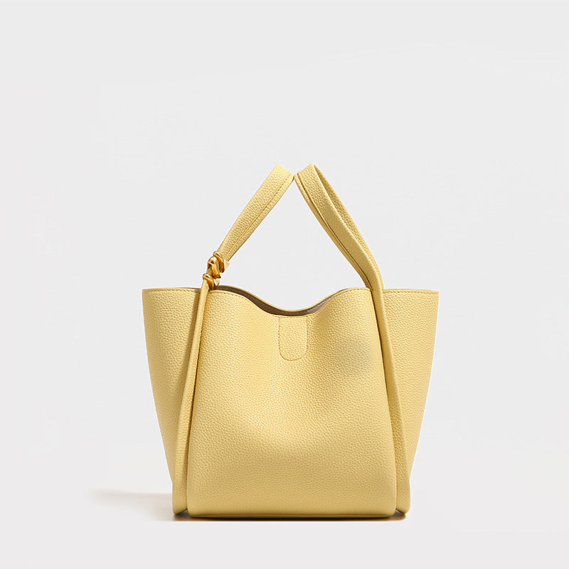Women’s Minimal Small Genuine Leather Tote Bags Bucket Bags image